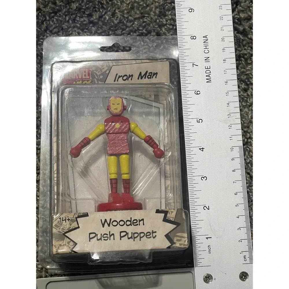 Marvel Comics‎ Iron Man Wooden Push Puppet Entertainment Earth Retro Toy New
